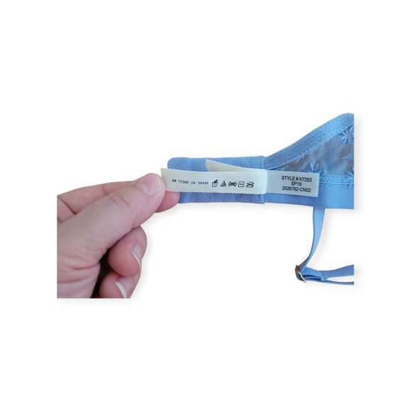 Madewell dusty blue floral embroidered mesh bralette in rainwashed peri size M - Picture 8 of 9